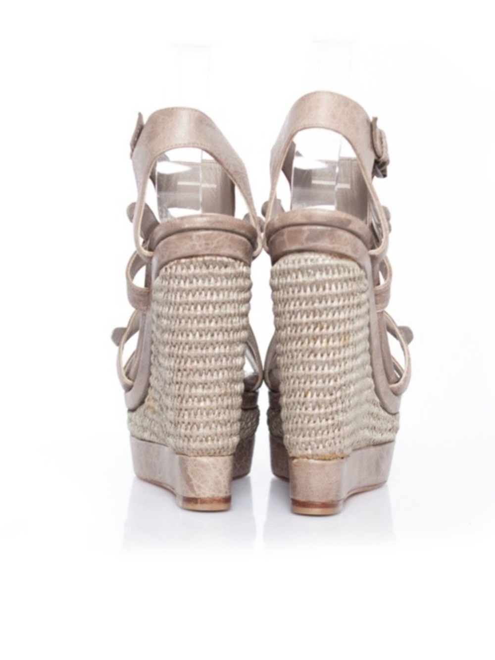 Balenciaga Taupe Studded Espadrille Wedge Sandals - Picture 5 of 5